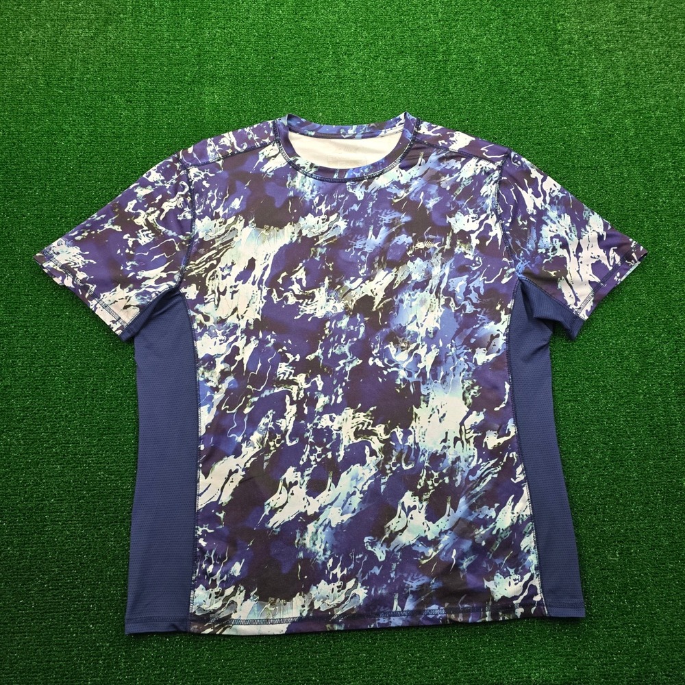 Silver Bait Tshirt‎ Mens Large Blue Fishing Performance UPF 50+ Outdoors Casual